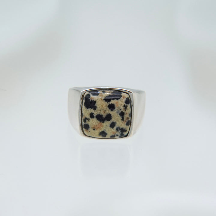 Dalmatian jasper Signet Ring