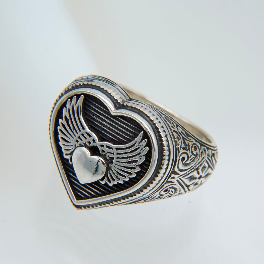 Winged Heart Ring in Sterling Silver_20559