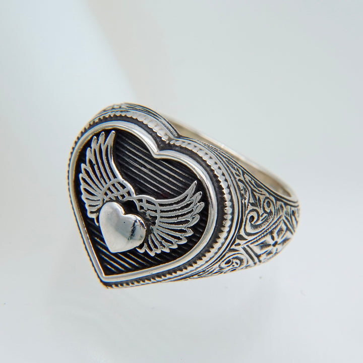 Winged Heart Ring in Sterling Silver_20559