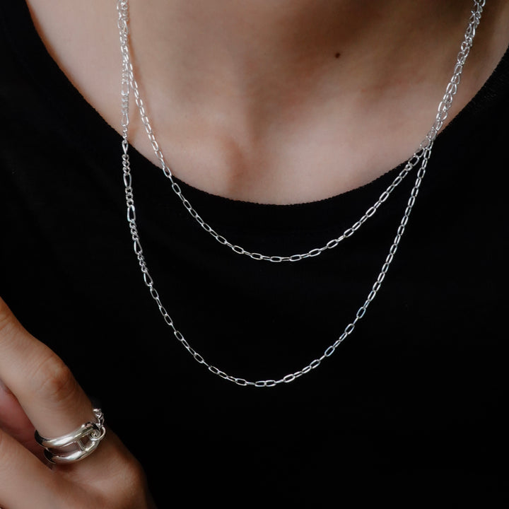 silver925 mix chain 2way necklace [LBN5]