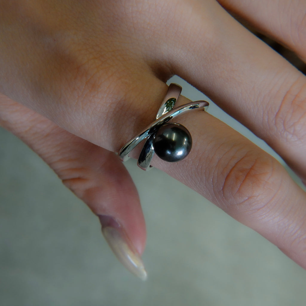 Black pearl ring SMR6 黒蝶真珠リング – unigem