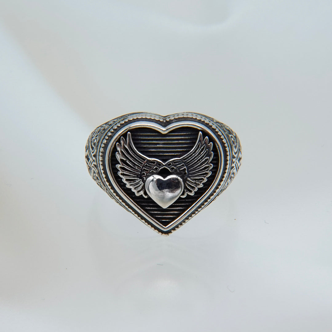 Winged Heart Ring in Sterling Silver_20559
