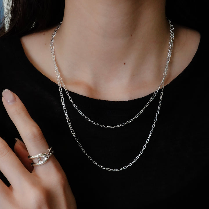 silver925 mix chain 2way necklace [LBN5]