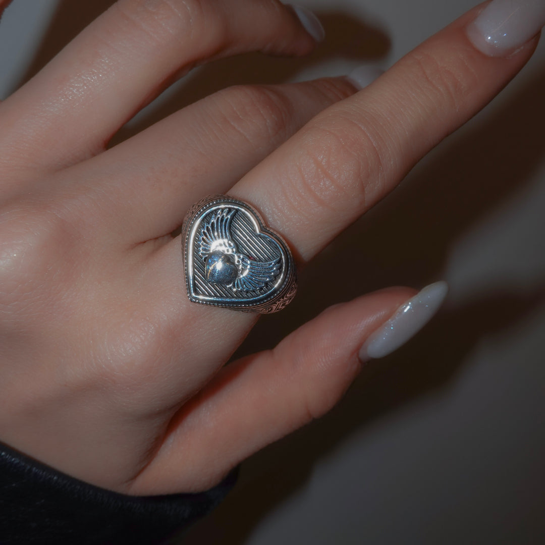 Winged Heart Ring in Sterling Silver_20559