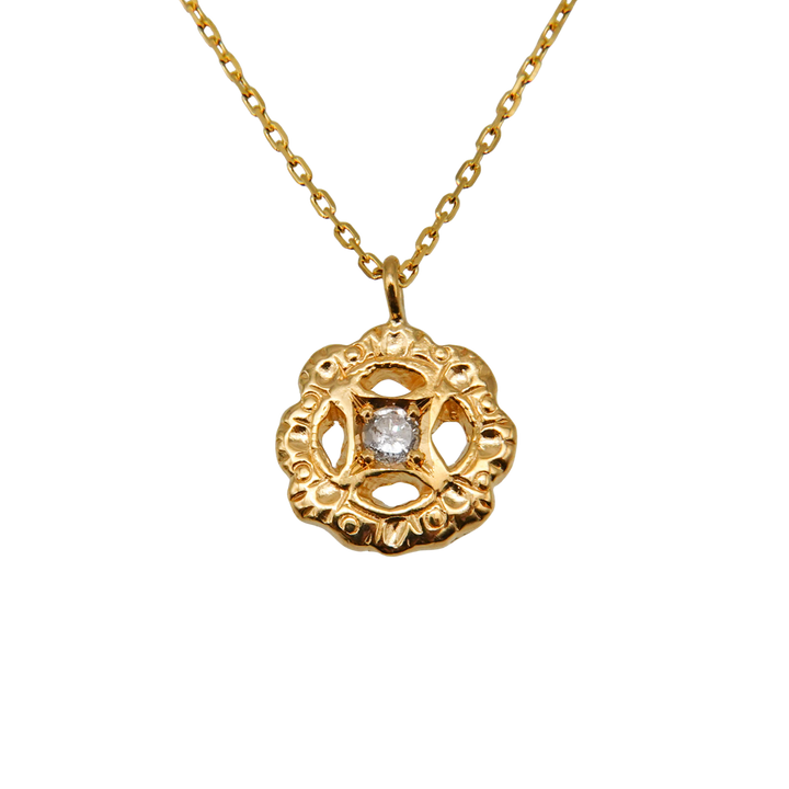 Birthstone 一粒ダイヤフィレンツェ彫りネックレス