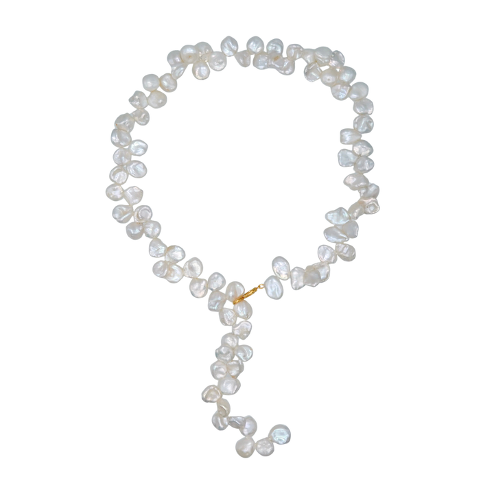 3WAY FALLING PATELS PEARL LARIAT NECKLACE (GD)