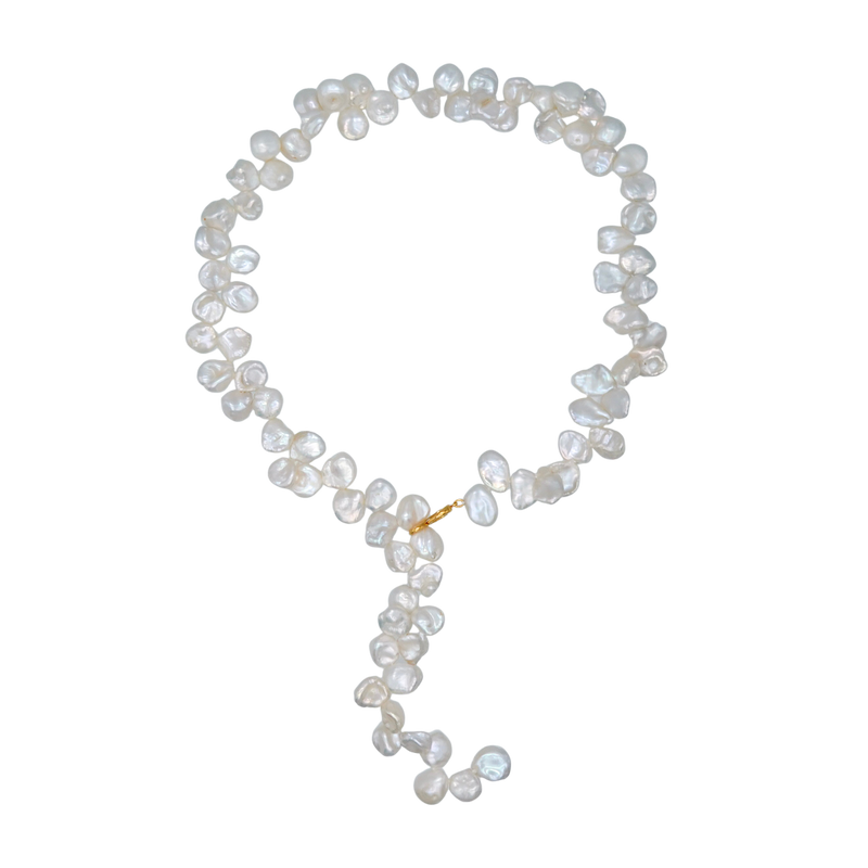 3WAY FALLING PATELS PEARL LARIAT NECKLACE (GD)