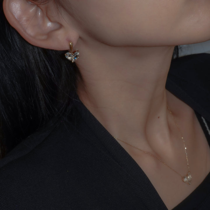 MINI CUDDLE EARRINGS SET_10KYG x White topaz