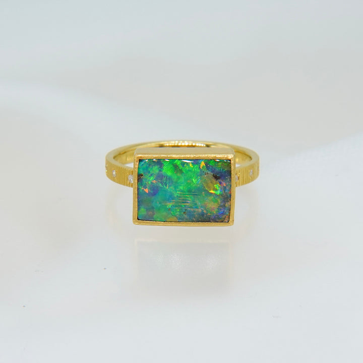 Boulder opal chocolate ring