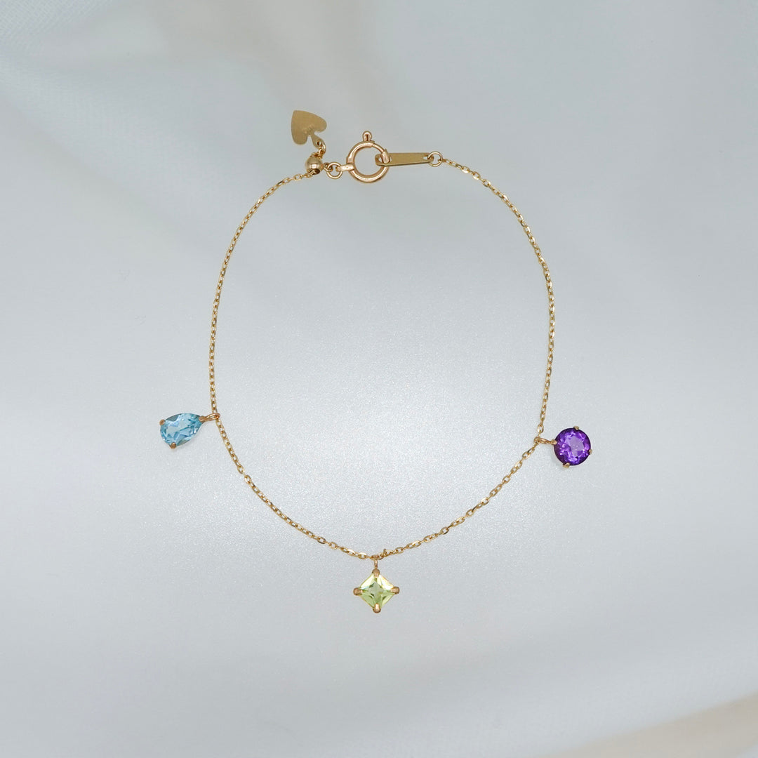 STARRY BRACELET - S- _10KYG x Blue topaz x Peridot x Amethyst