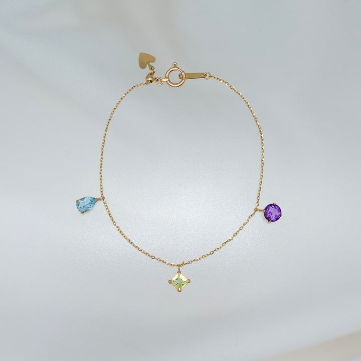 STARRY BRACELET - S- _10KYG x Blue topaz x Peridot x Amethyst