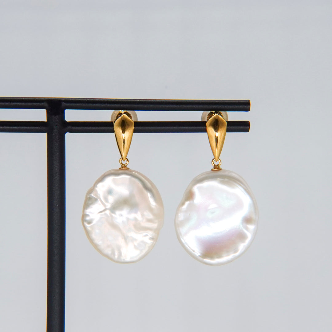 PETAL PEARL DROP EARRING SET (GD)