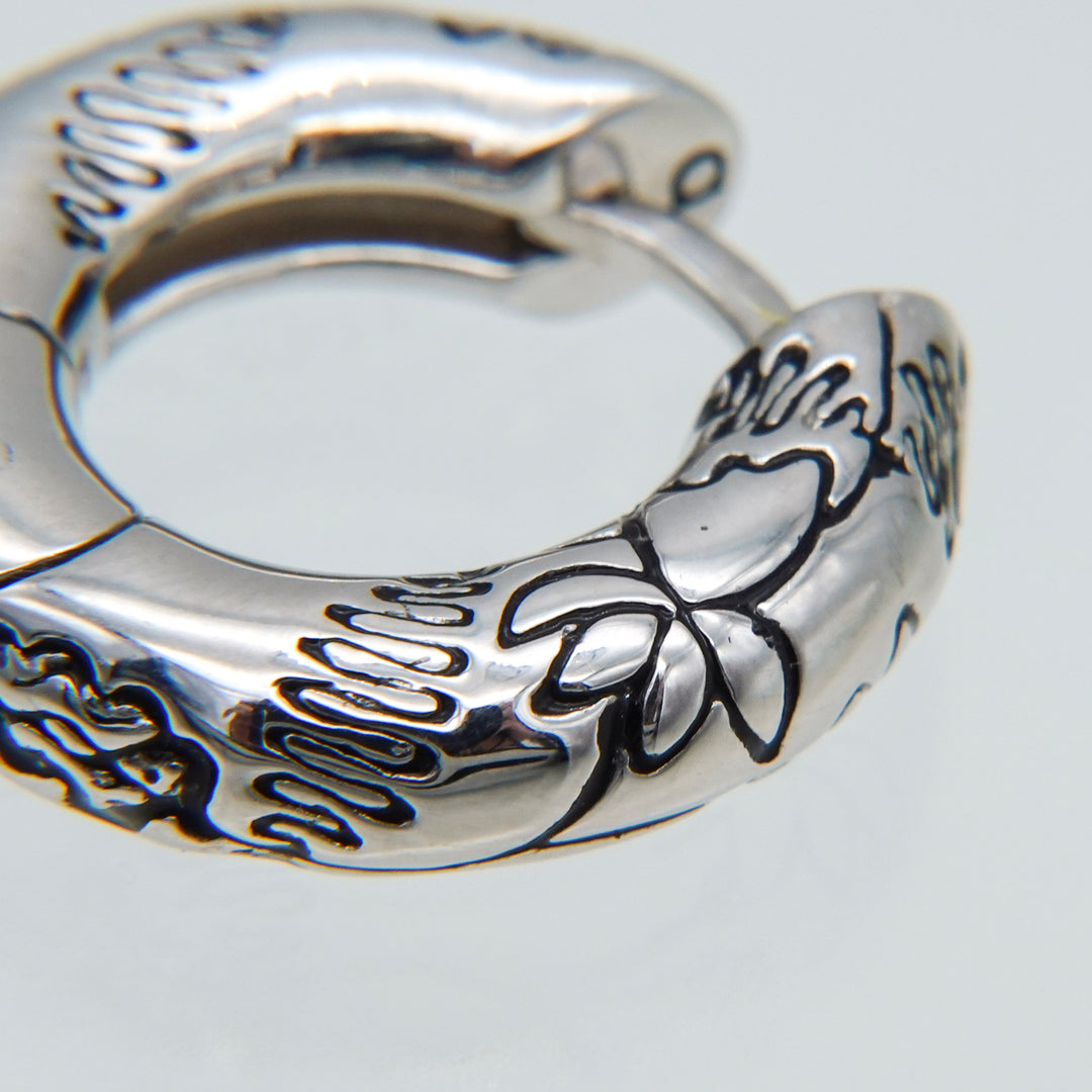 Black Millefleurs Hoops