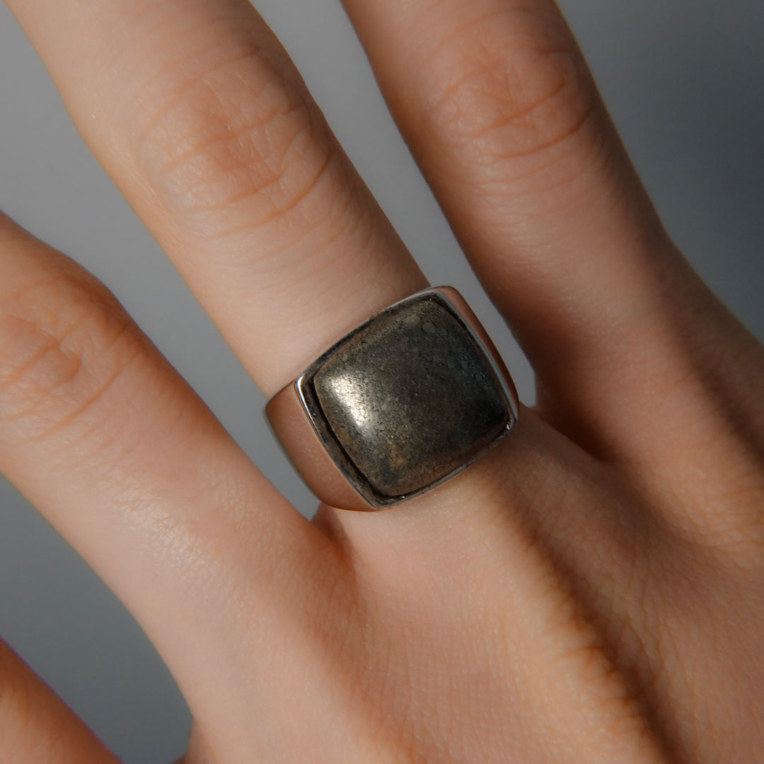 Chalco Pyrite Signet Ring