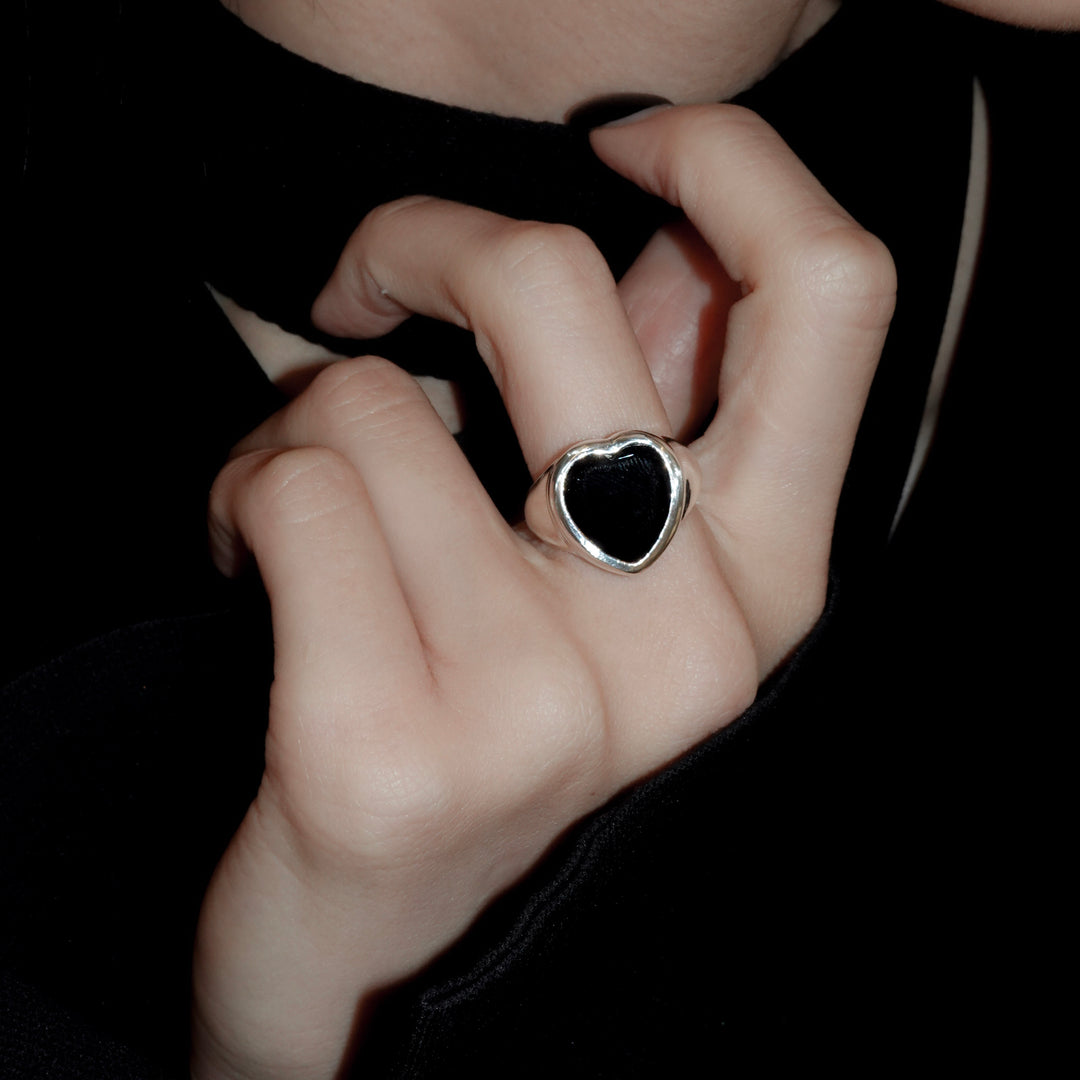 Gem Heart ring- Onyx