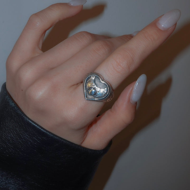 Winged Heart Ring in Sterling Silver_20559