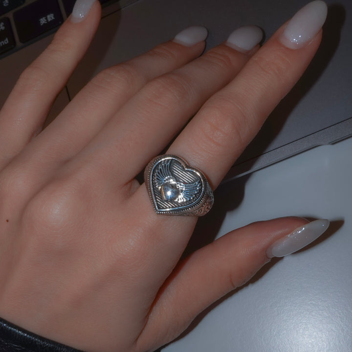 Winged Heart Ring in Sterling Silver_20559