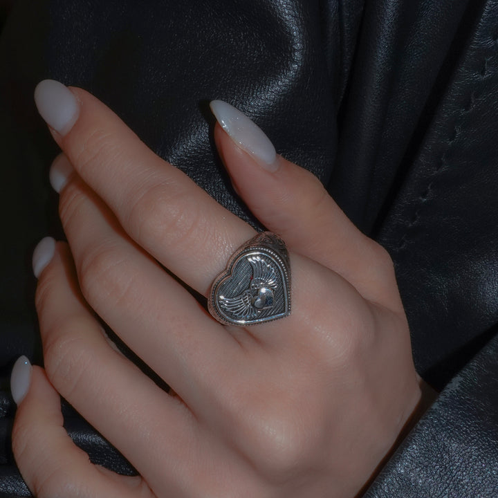 Winged Heart Ring in Sterling Silver_20559