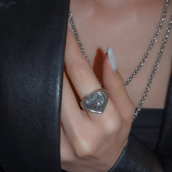 Winged Heart Ring in Sterling Silver_20559
