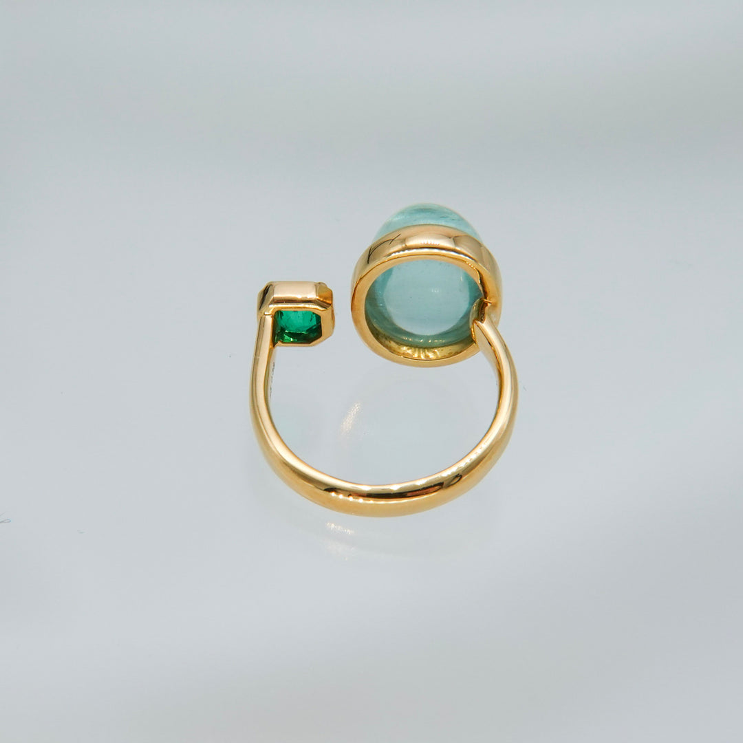 BLANCE 18K Aquamarine Emerald Ring