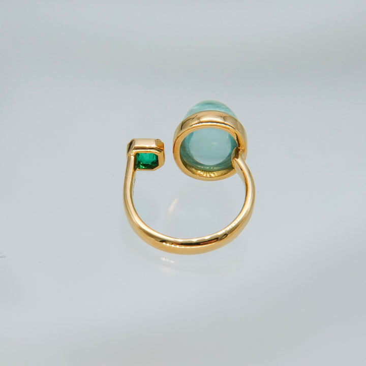 BLANCE 18K Aquamarine Emerald Ring