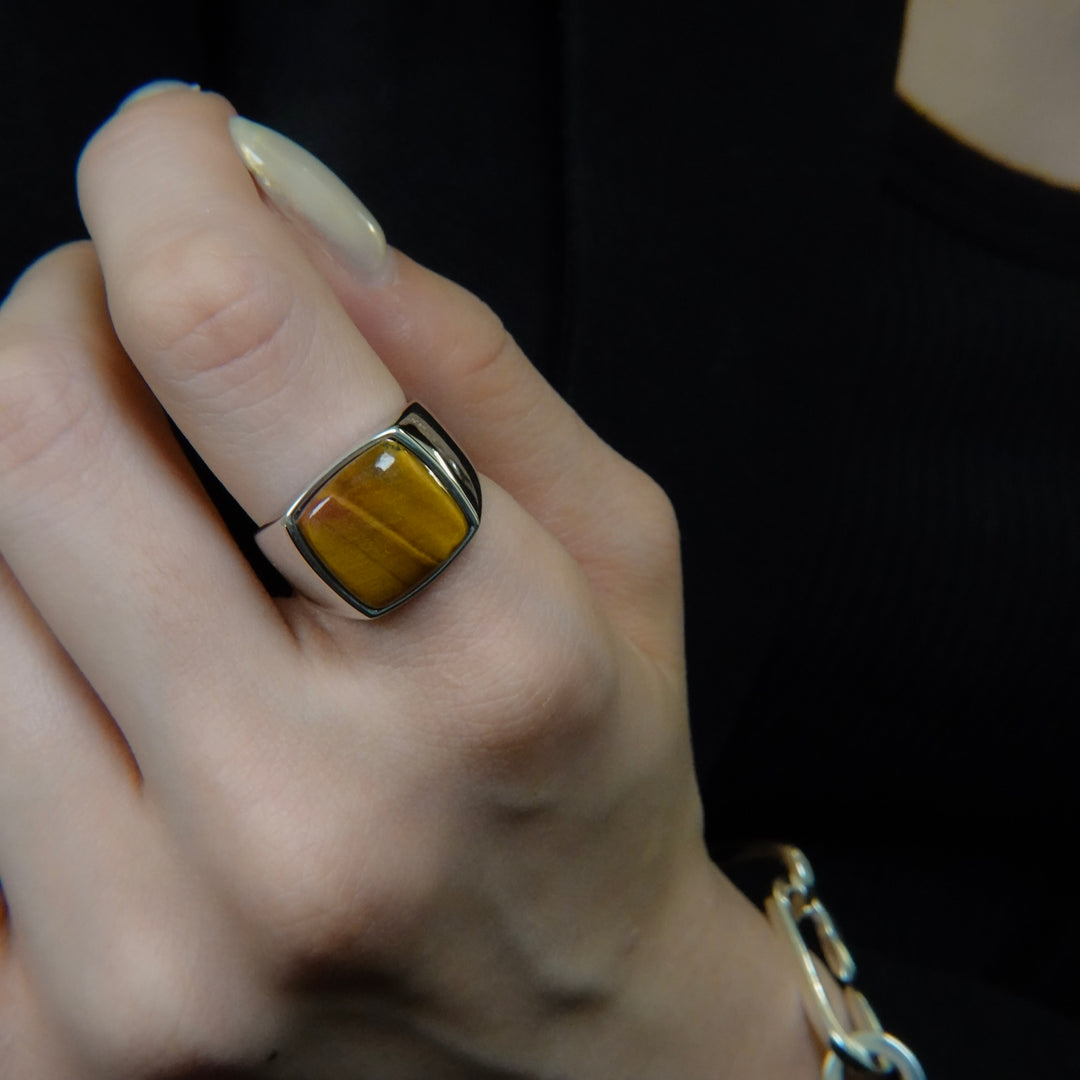 Tiger eye Signet Ring