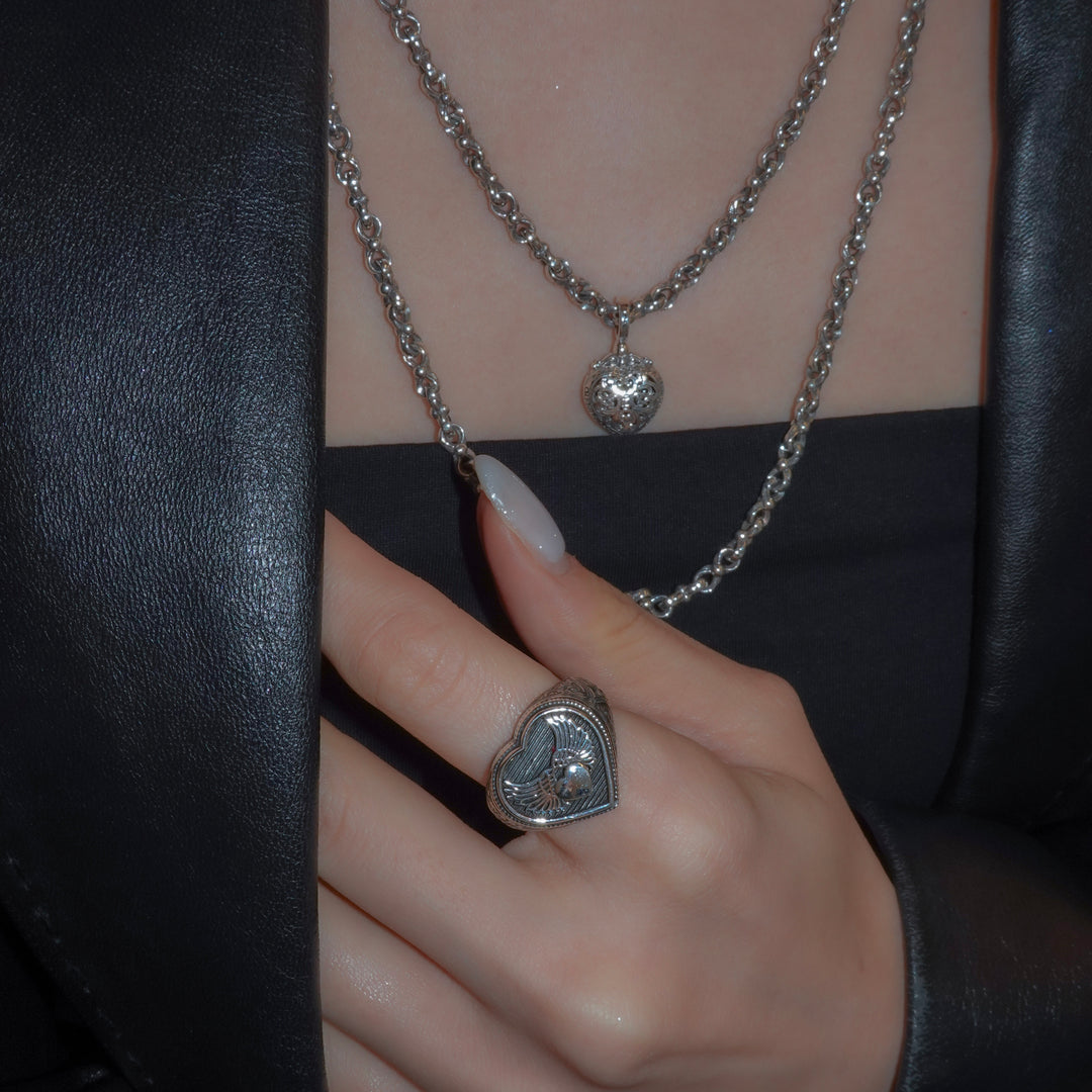 Winged Heart Ring in Sterling Silver_20559