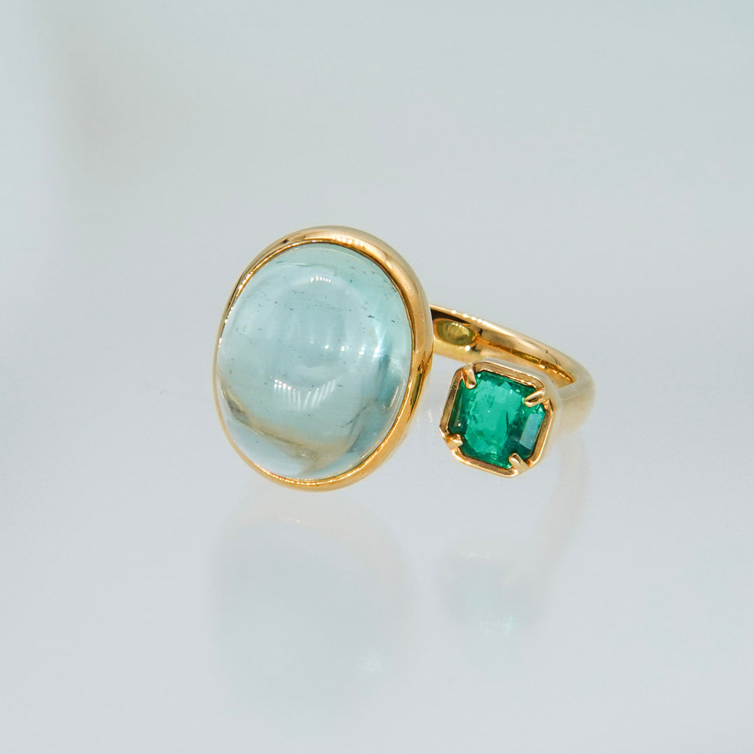 BLANCE 18K Aquamarine Emerald Ring