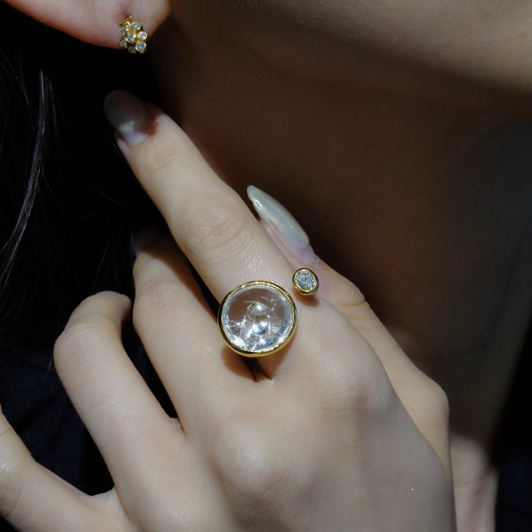 BLANCE 18K Quartz in quartz Diamond Ring