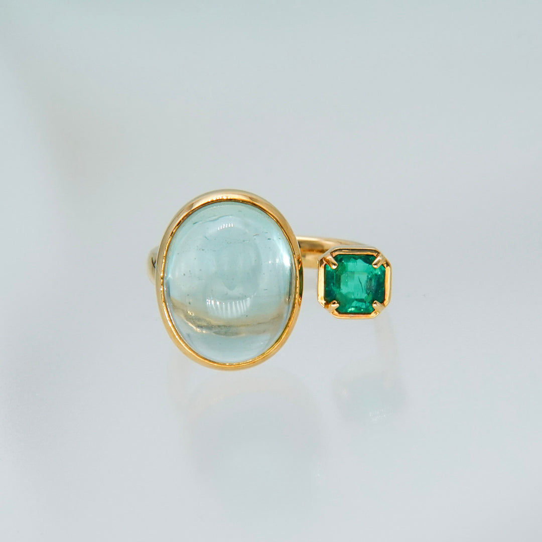BLANCE 18K Aquamarine Emerald Ring