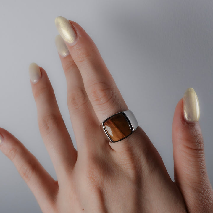 Tiger eye Signet Ring