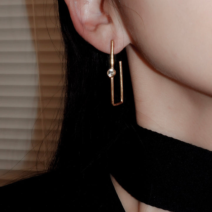 Morganite square hoop earring