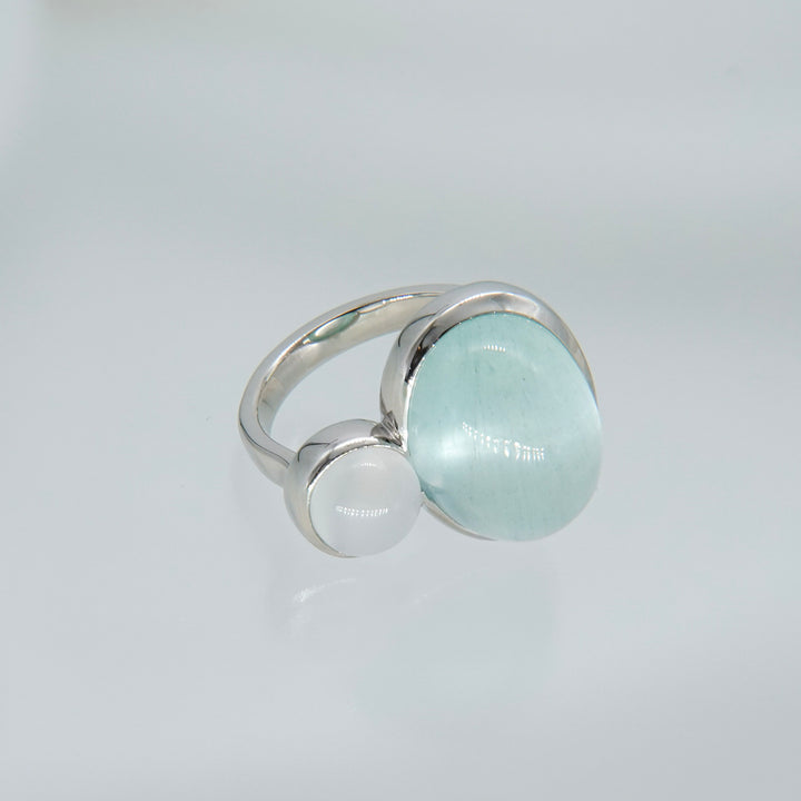 BLANCE Platinum950 Aquamarine Moonstone Ring