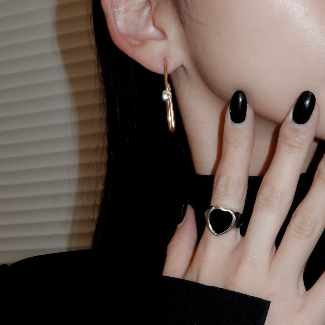 Morganite square hoop earring