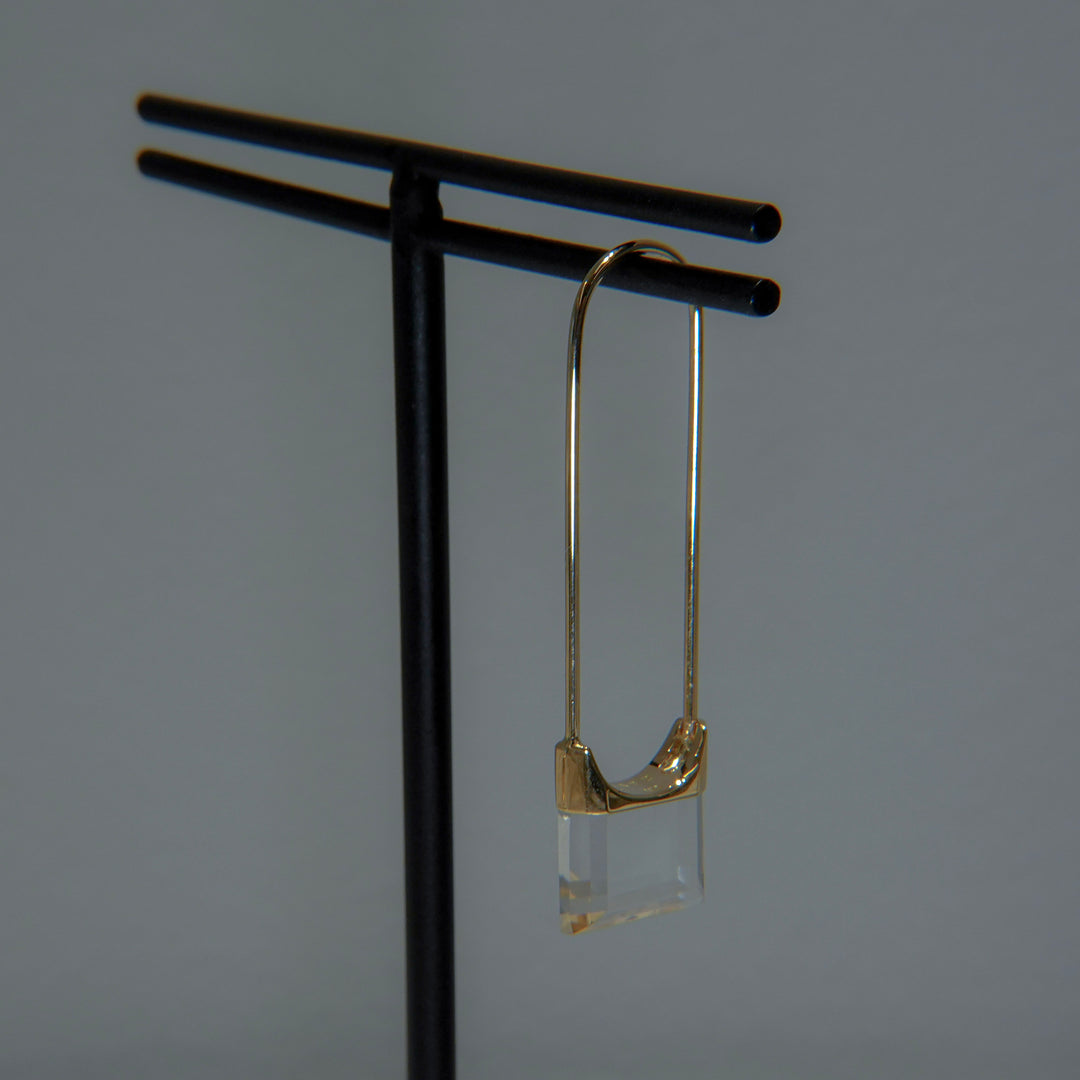 Drop Quartz Pierced Earring Square