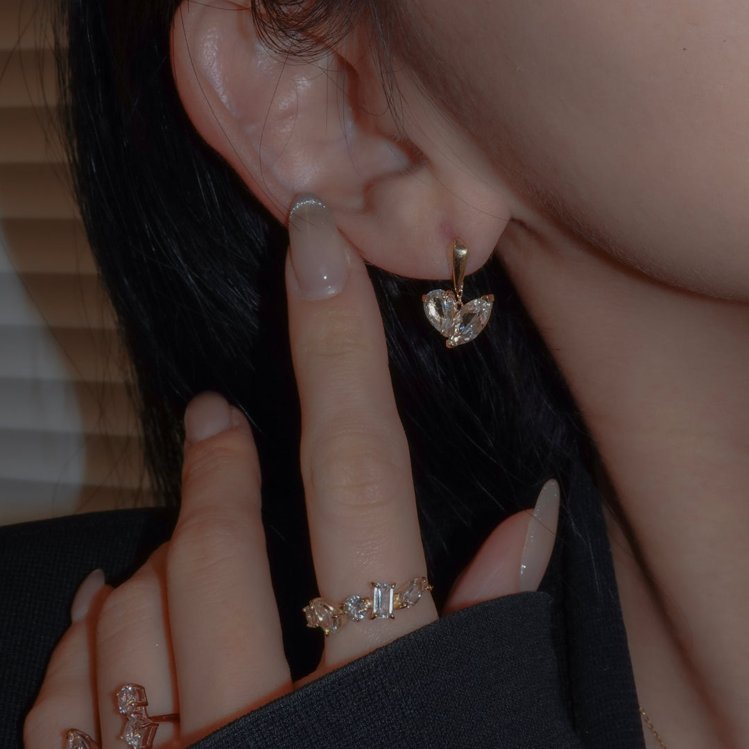 MINI CUDDLE EARRINGS SET_10KYG x White topaz