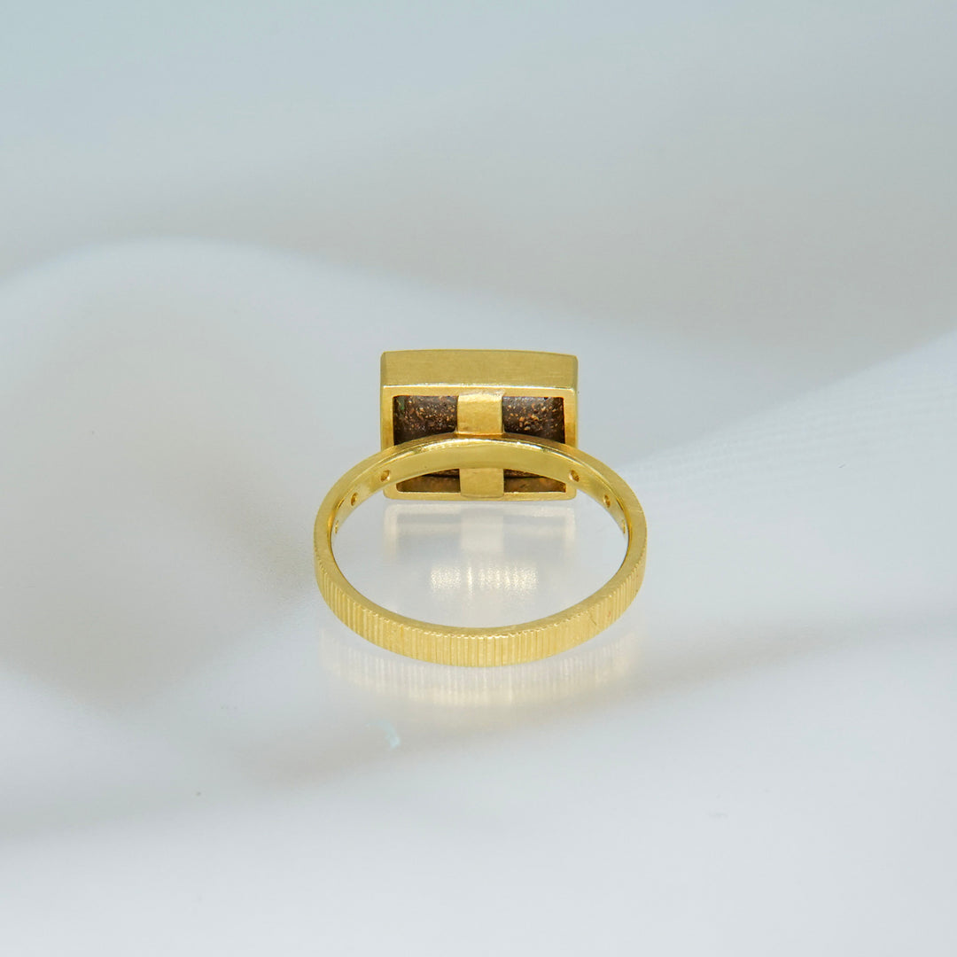 Boulder opal chocolate ring