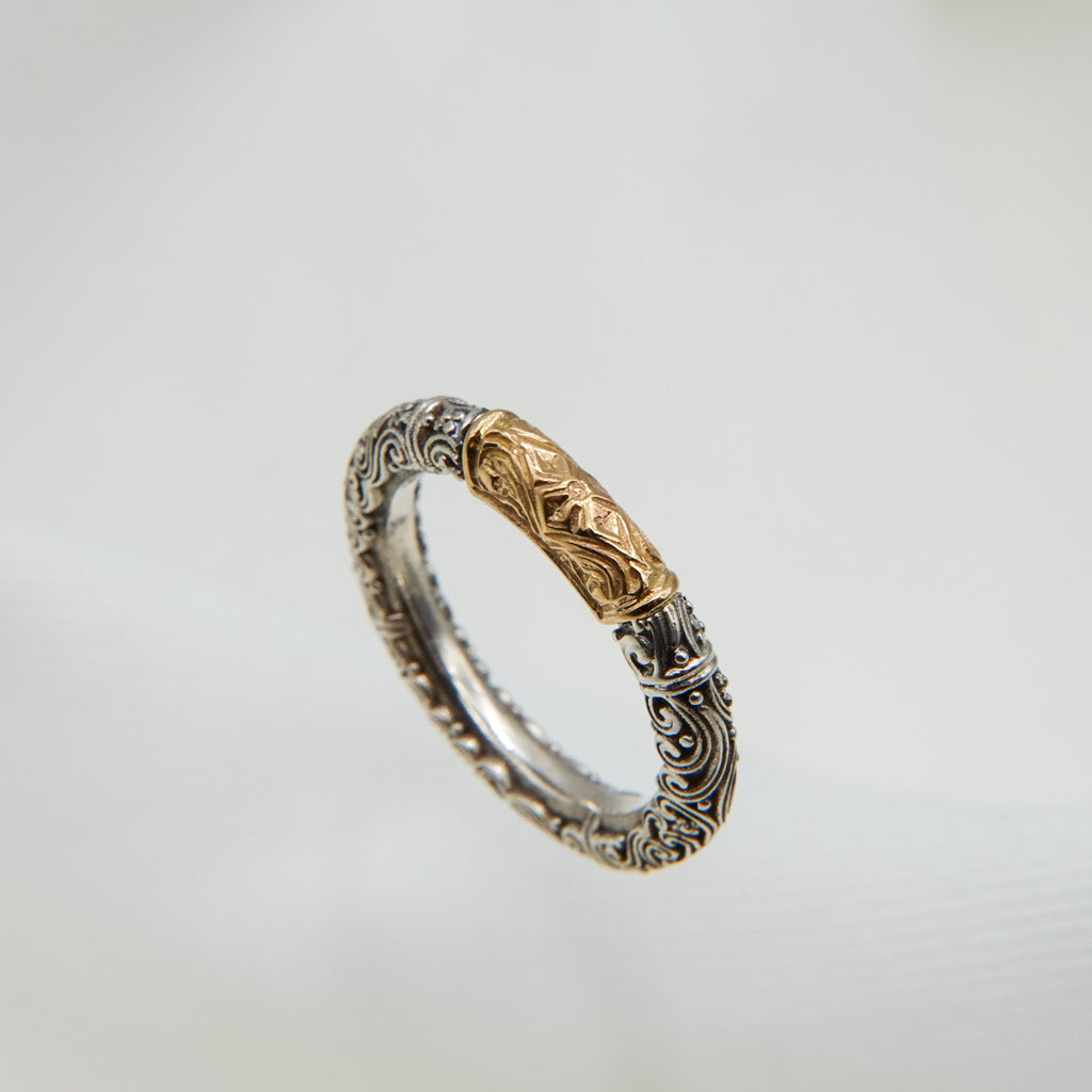 Eden’s Garden Band Ring in 18K Gold and Sterling Silver_20412
