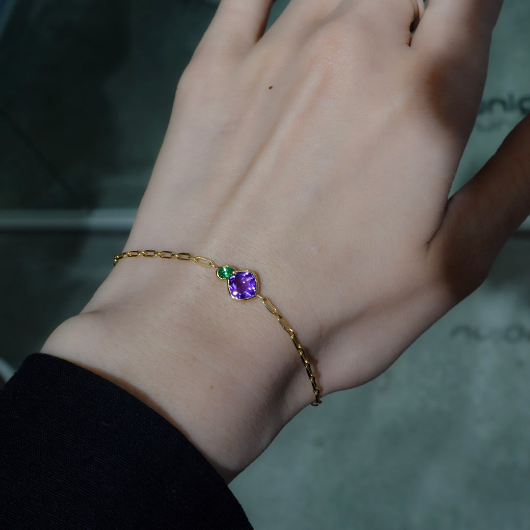 BLANCE 18K Amethyst Greengarnet Bracelet