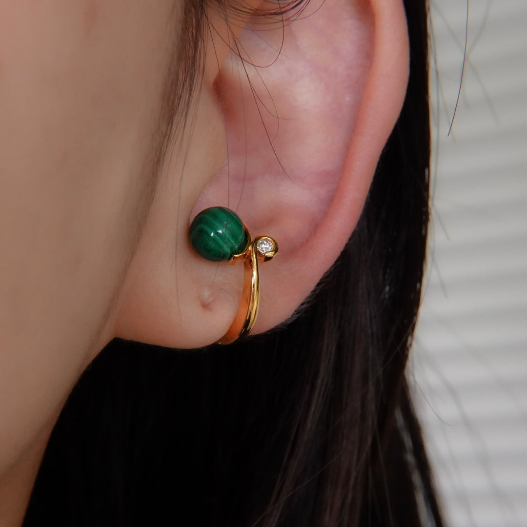 Gold Ear Cuff マラカイト.ダイヤモンド.イヤーカフ GMG3MD