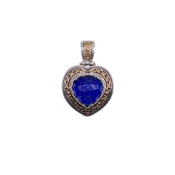 Iris heart pendant in 18K Gold and Sterling Silver_3301