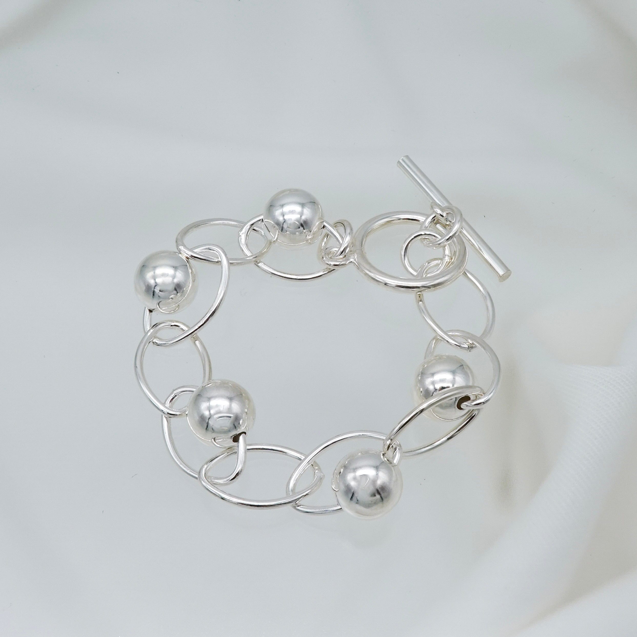 oval chain with ball mix design bracelet [luslep8] – unigem