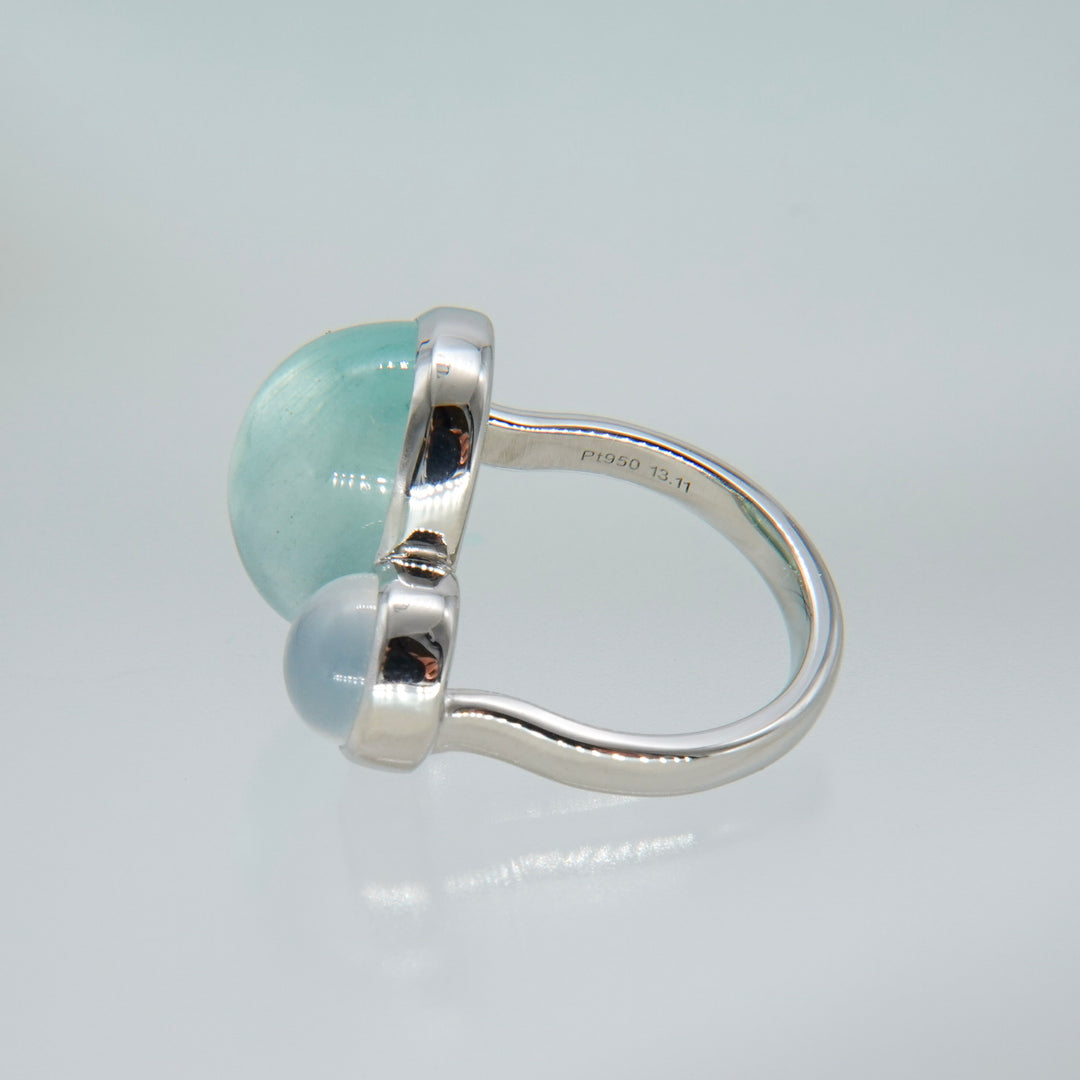 BLANCE Platinum950 Aquamarine Moonstone Ring
