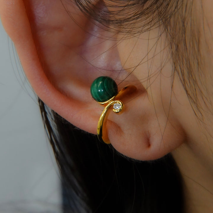 Gold Ear Cuff マラカイト.ダイヤモンド.イヤーカフ GMG3MD