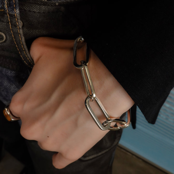Silver Oval Chain Bracelet