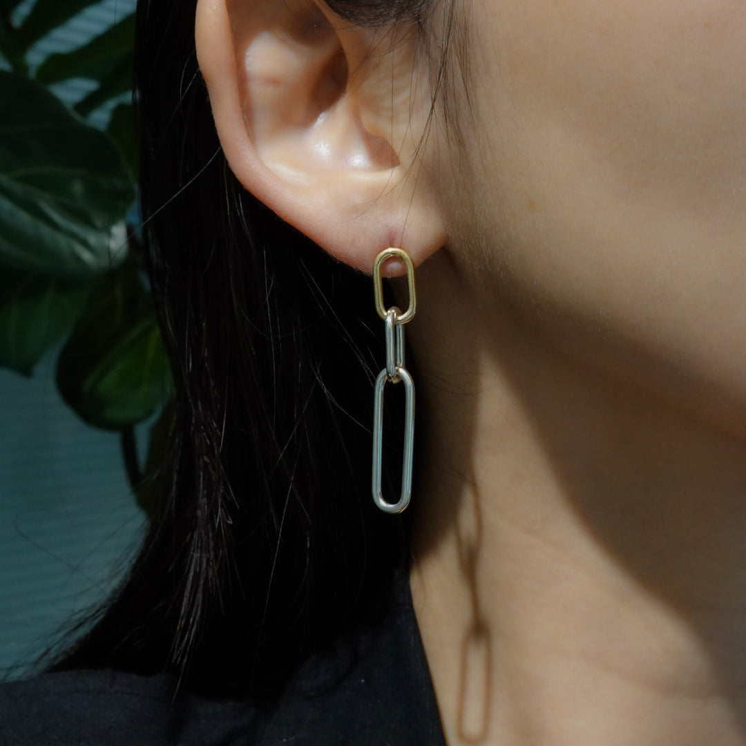 CHAIN Silver 18Kgold Pierced Earrings