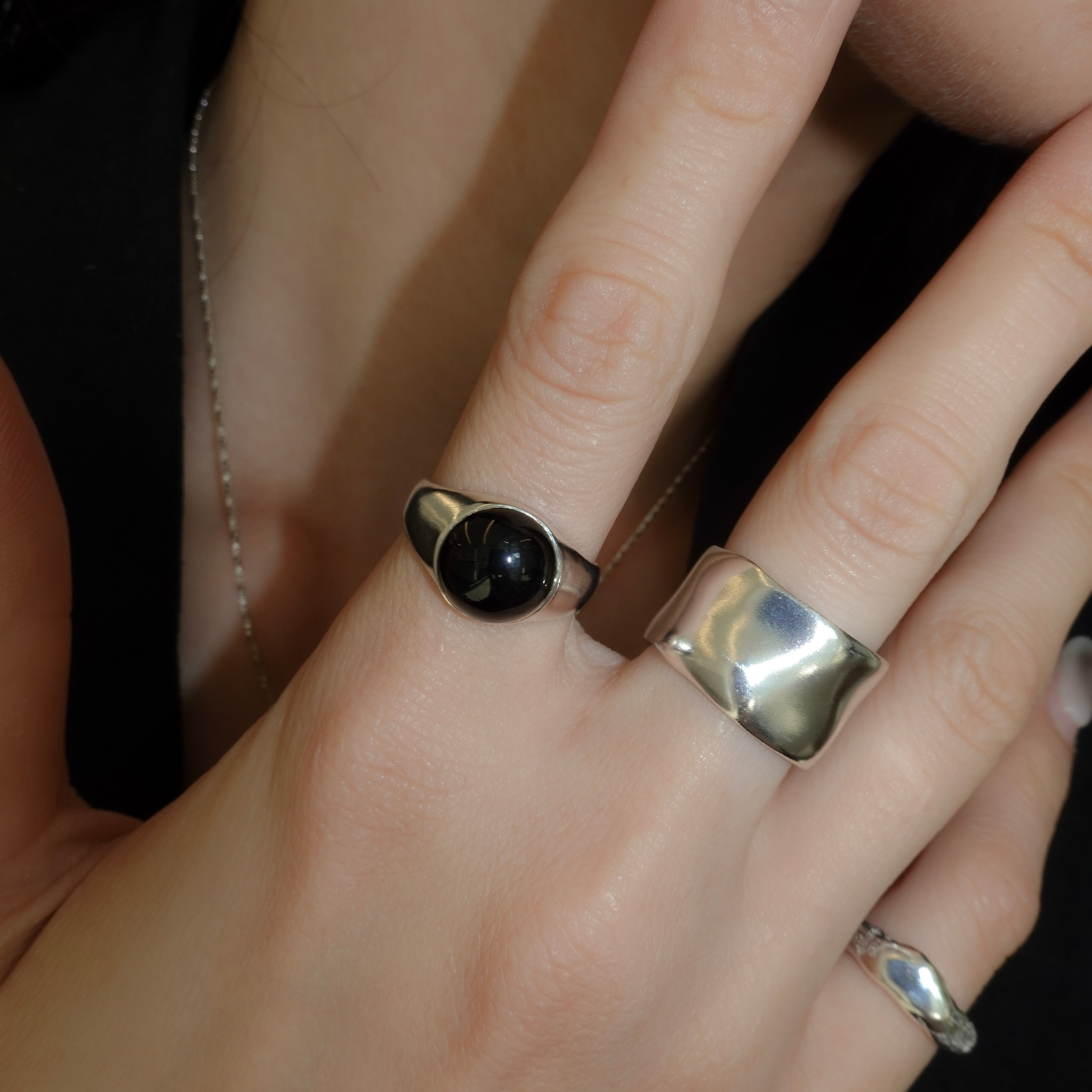 Classic Stone Motif Ring［Silver925］ | OVAL ONYX RING-SILVER925 