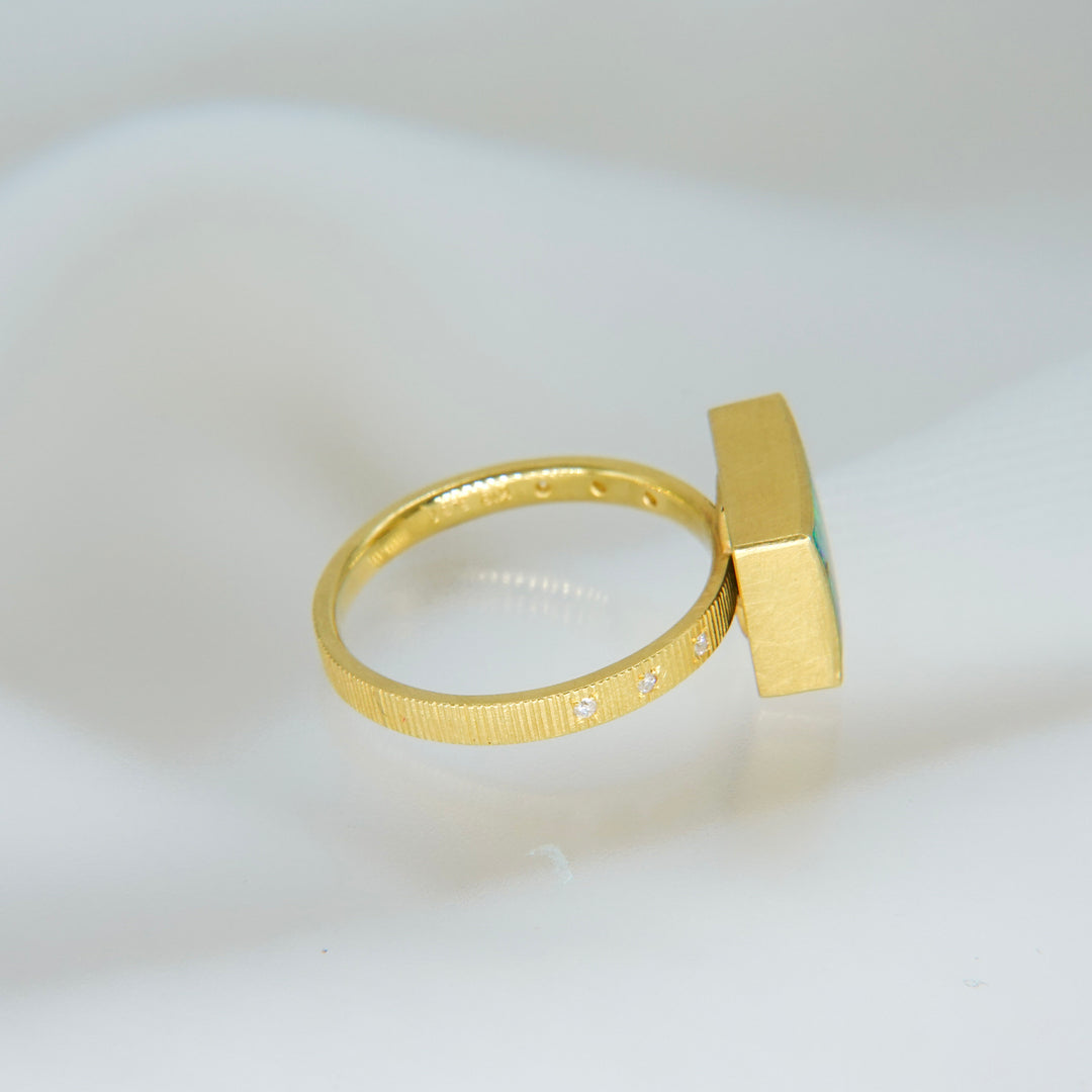 Boulder opal chocolate ring