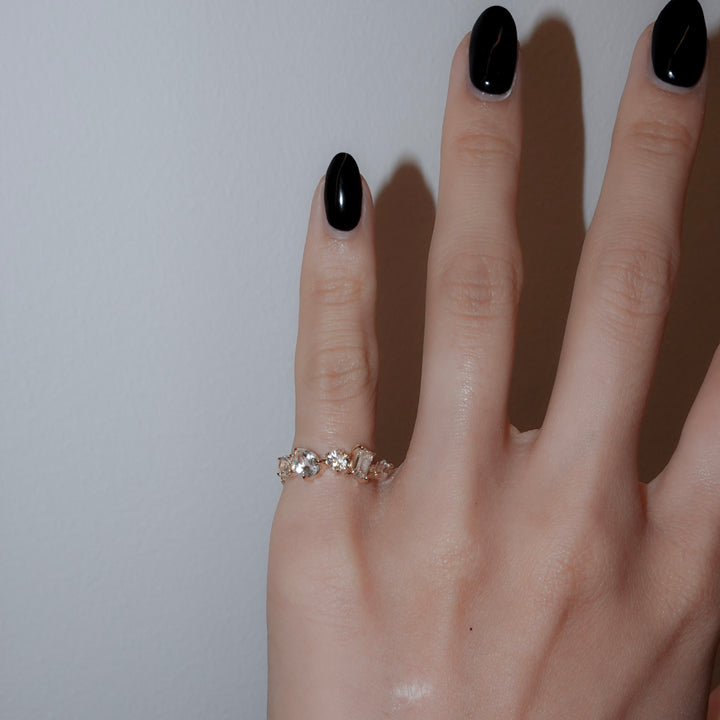 DEW CHAIN RING_K10YG x White topaz