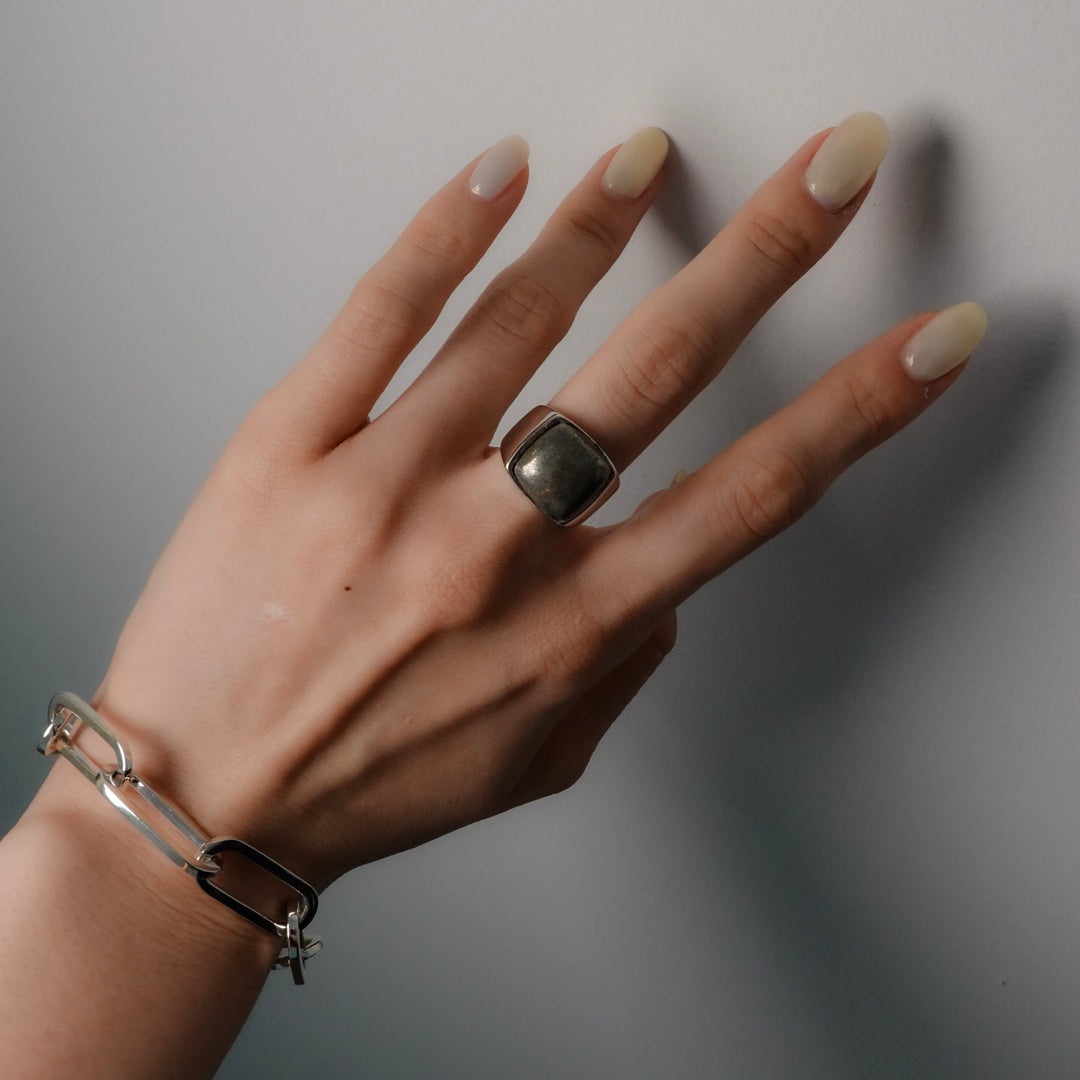Chalco Pyrite Signet Ring